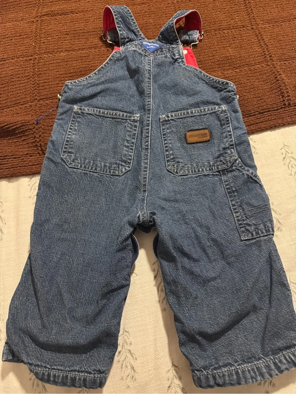 OshKosh B'gosh Denim Overalls with Red Lining